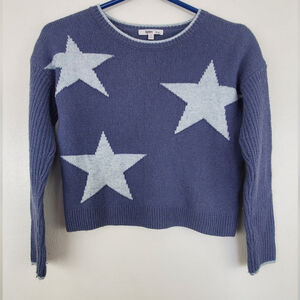 Splendid Francis Star Sweater Oversize Blue Stars Soft Knit Wool Cashmere Sz Xs